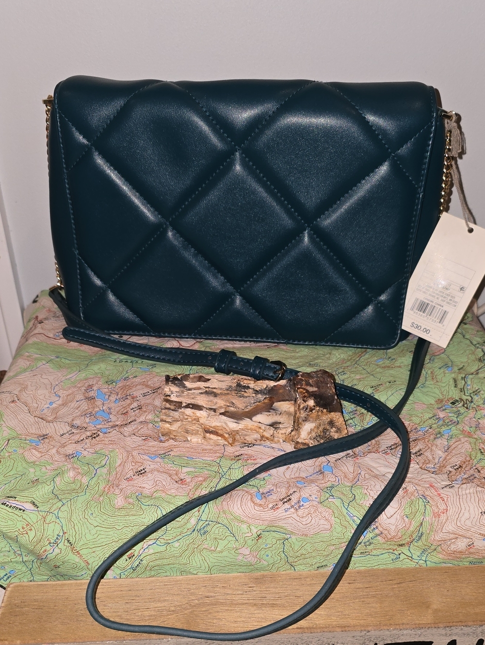 Quilted Crossbody Bag in Deep Teal - Brand: